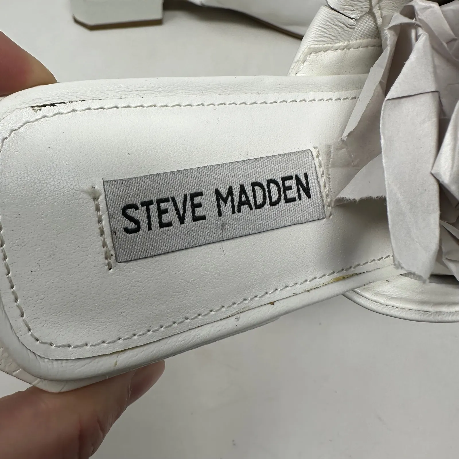 Steve Madden  Anders Leather Slide Sandal White Size 7.5 - Image 7