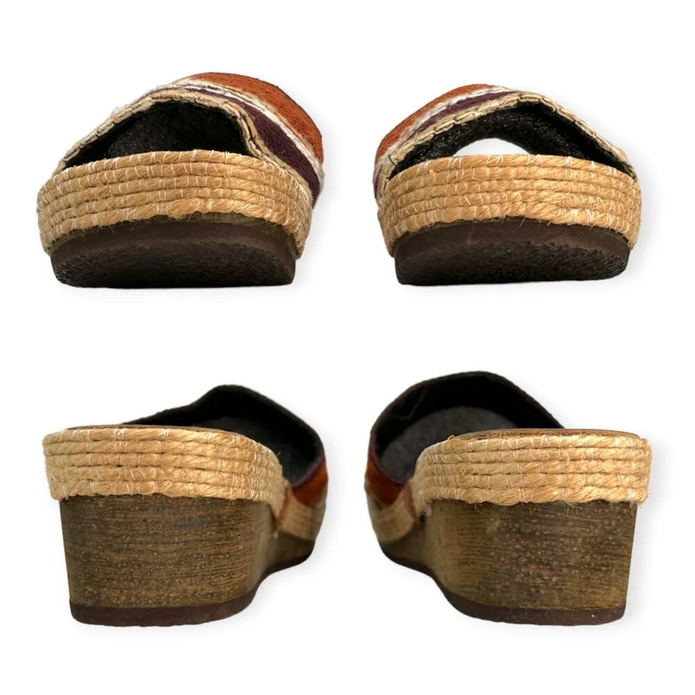 People Movers | Women's Size 9 | VINTAGE Wooden Espadrille Wedge Slide Sandals Tan - Image 7