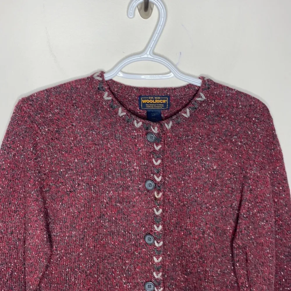 Woolrich vintage Ruby speckled wool blend buttoned cardigan size S - Image 3