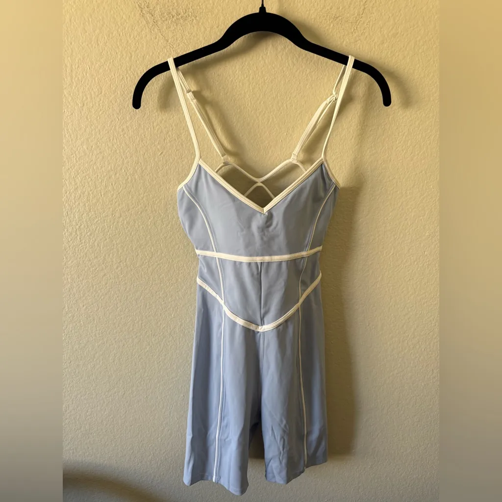 Yllw The Label BREATHE SHORT ONESIE SOUL BLUE Size S Athletic Romper Hiking NWT - Image 2