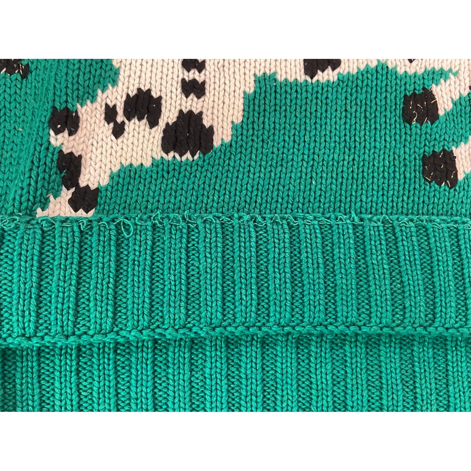 Jantzen Emerald Green Knit Horse Sweater Women's Size L Novelty Acrylic Silk L - Image 13