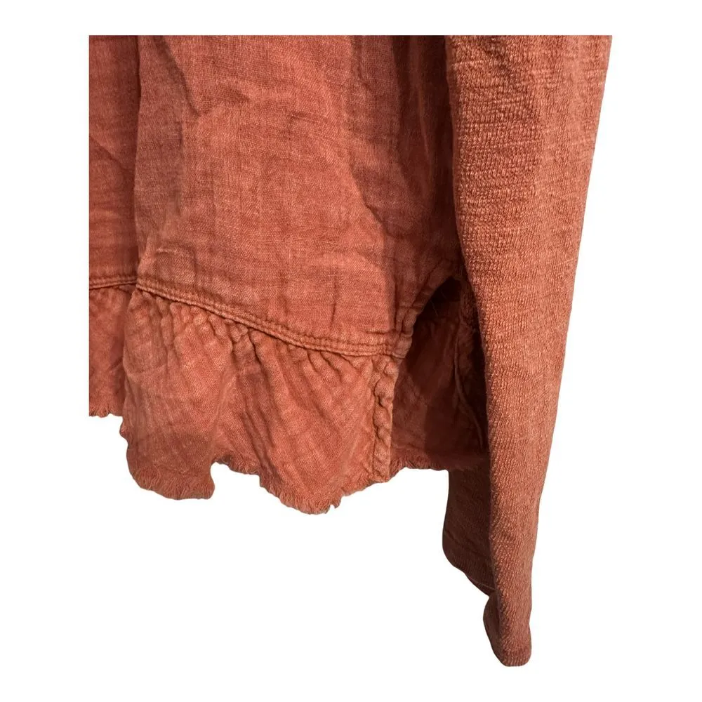 Pilcro Anthropologie VNeck Long Sleeve Blouse Burnt Orange Light Weight Size S - Image 3