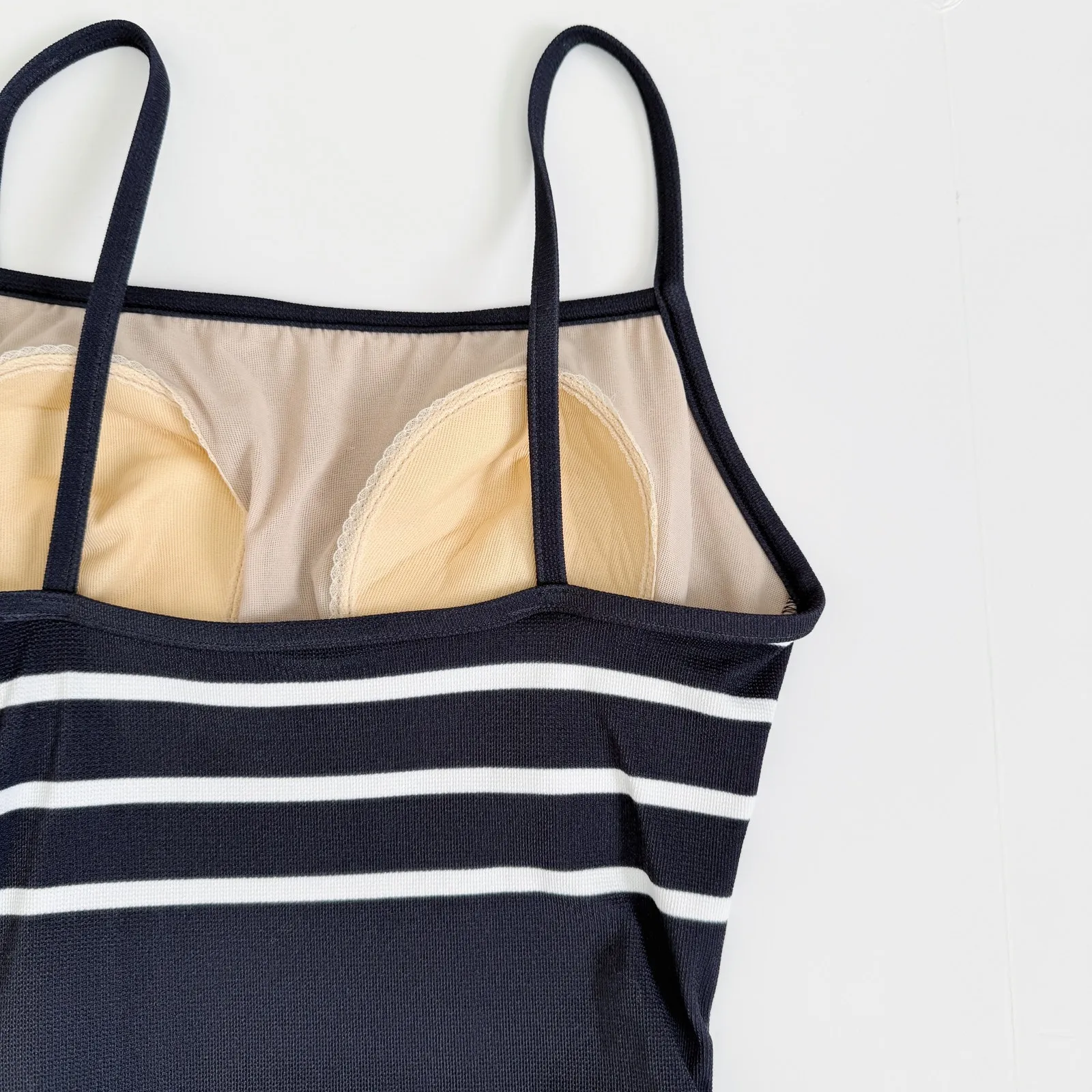 [Adrienne Vittadini] Navy Charcoal Striped Vintage Y2K Belted Swimsuit NWT Sz 6 - Image 8