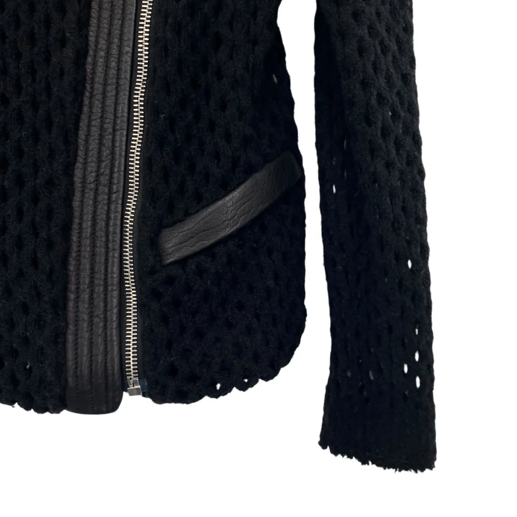 IRO Noa Black Wool Moto Jacket Sweater - Image 2