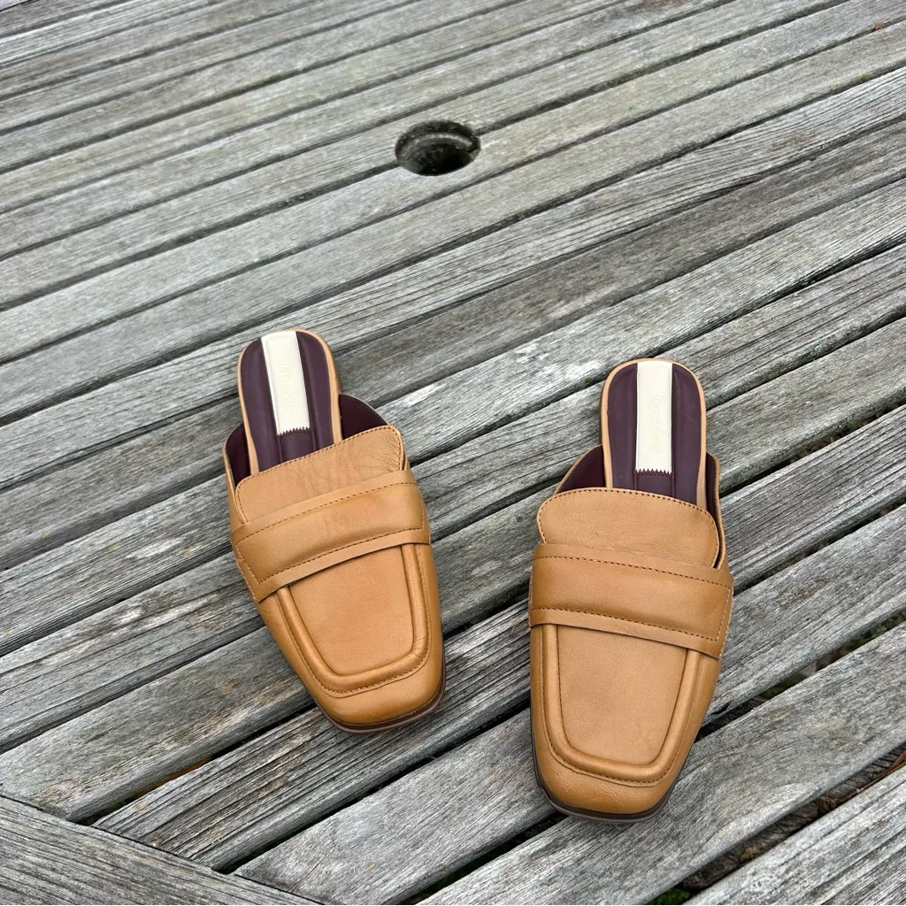 Franco Sarto Tan‎ Brown Leather Duval Mule Womens Slip On Mules Flats Size 7 - Image 4