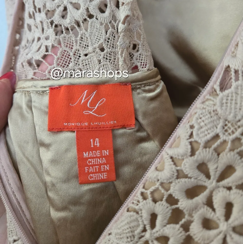 ML Monique Lhuillier Blush Lace Dress - Image 3