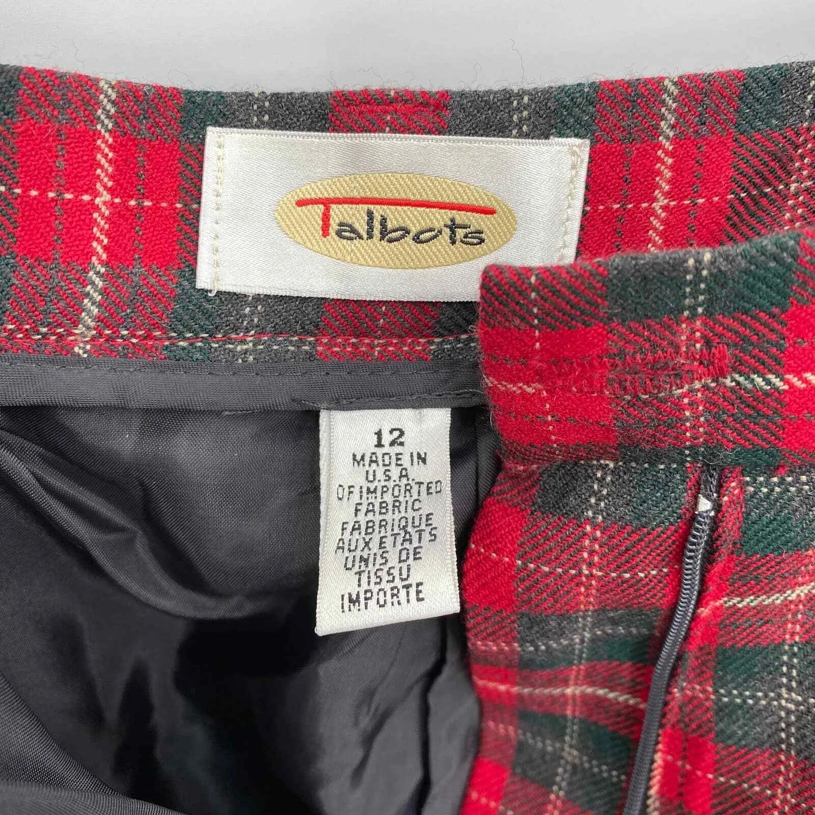 Vintage Talbots Trouser Pants Womens 12 Red Tartan Plaid‎ Wool Lined High Waist - Image 8