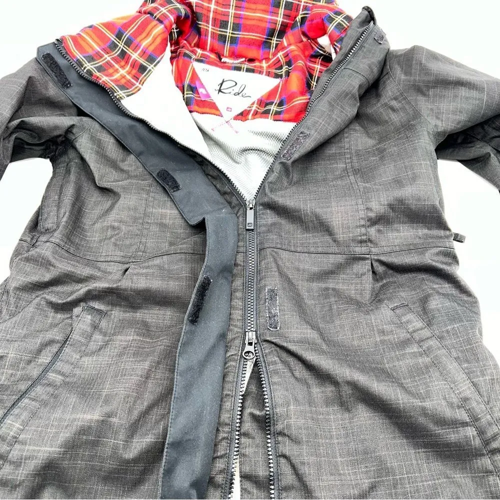 Rider Snowboards Outerwear Hooded Parka w/Underarm Vents Hidden Pockets Size M Gray Size M - Image 7