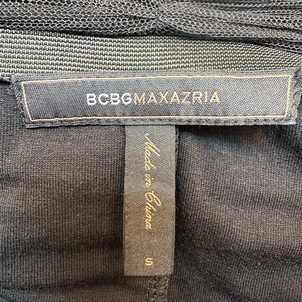 BCBGMAXAZRIA Black Organza Tulle Mesh Crossover Bodycon Goth Punk Skirt Size S - Image 7