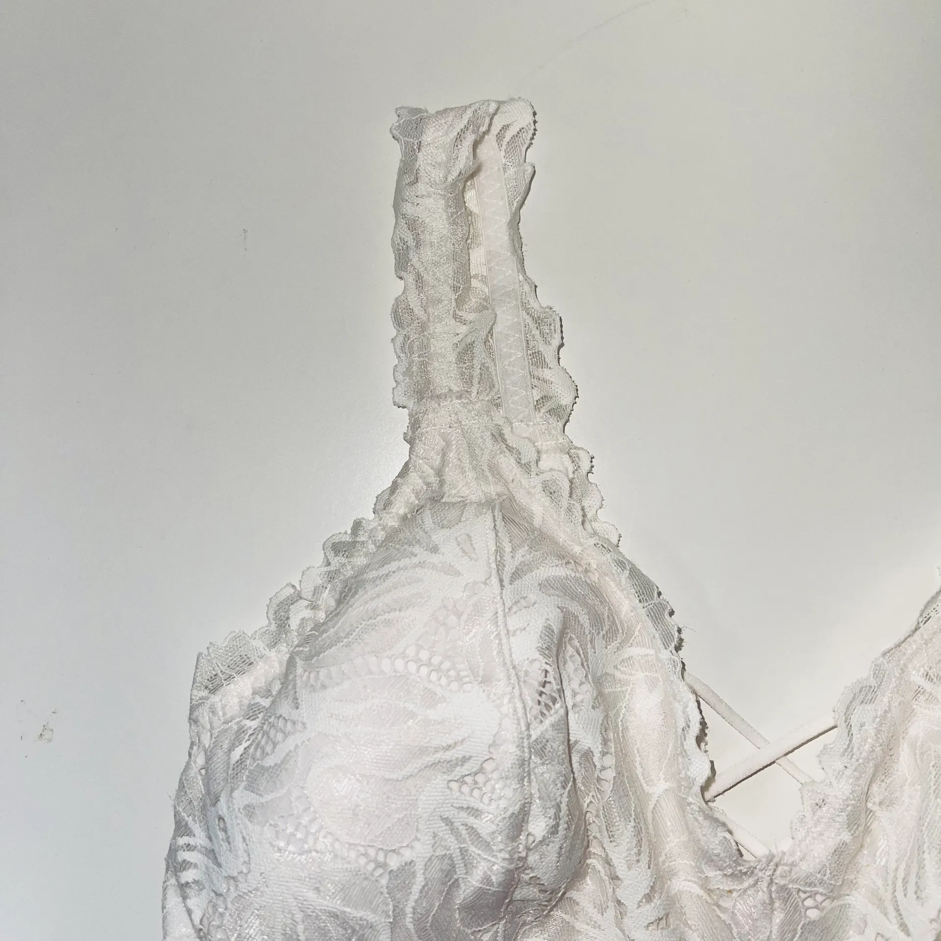 Maurices White Allover Lace Plunge Criss Cross Back Bralette - Image 3