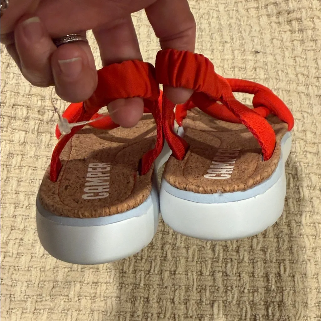 NWOT Camper Oruga Women’s 35 Vibrant Red Cork Sandals US 5 - Image 5
