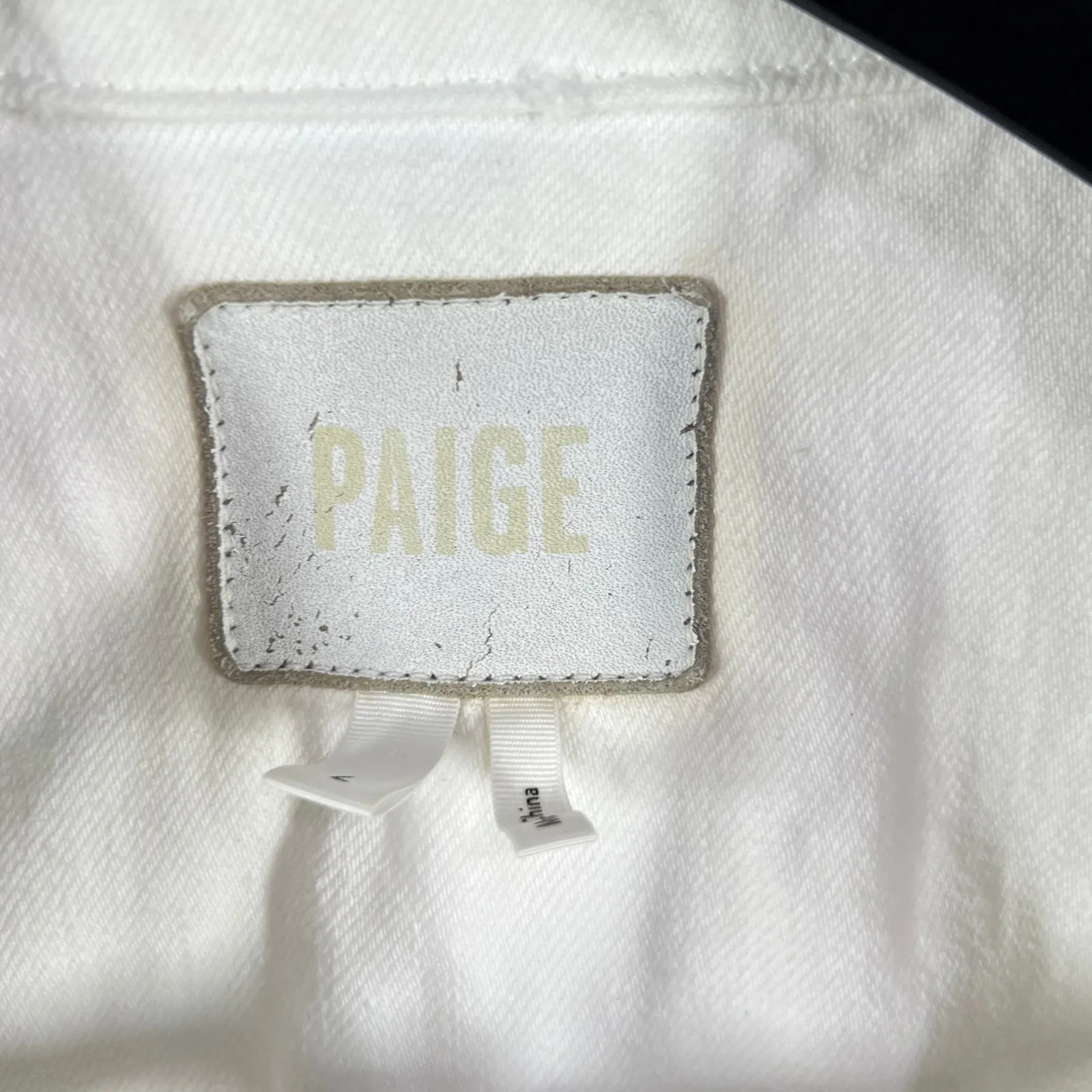 Paige‎ Denim Jacket White Cotton Blend Classic Jean Jacket Size Large - Image 3