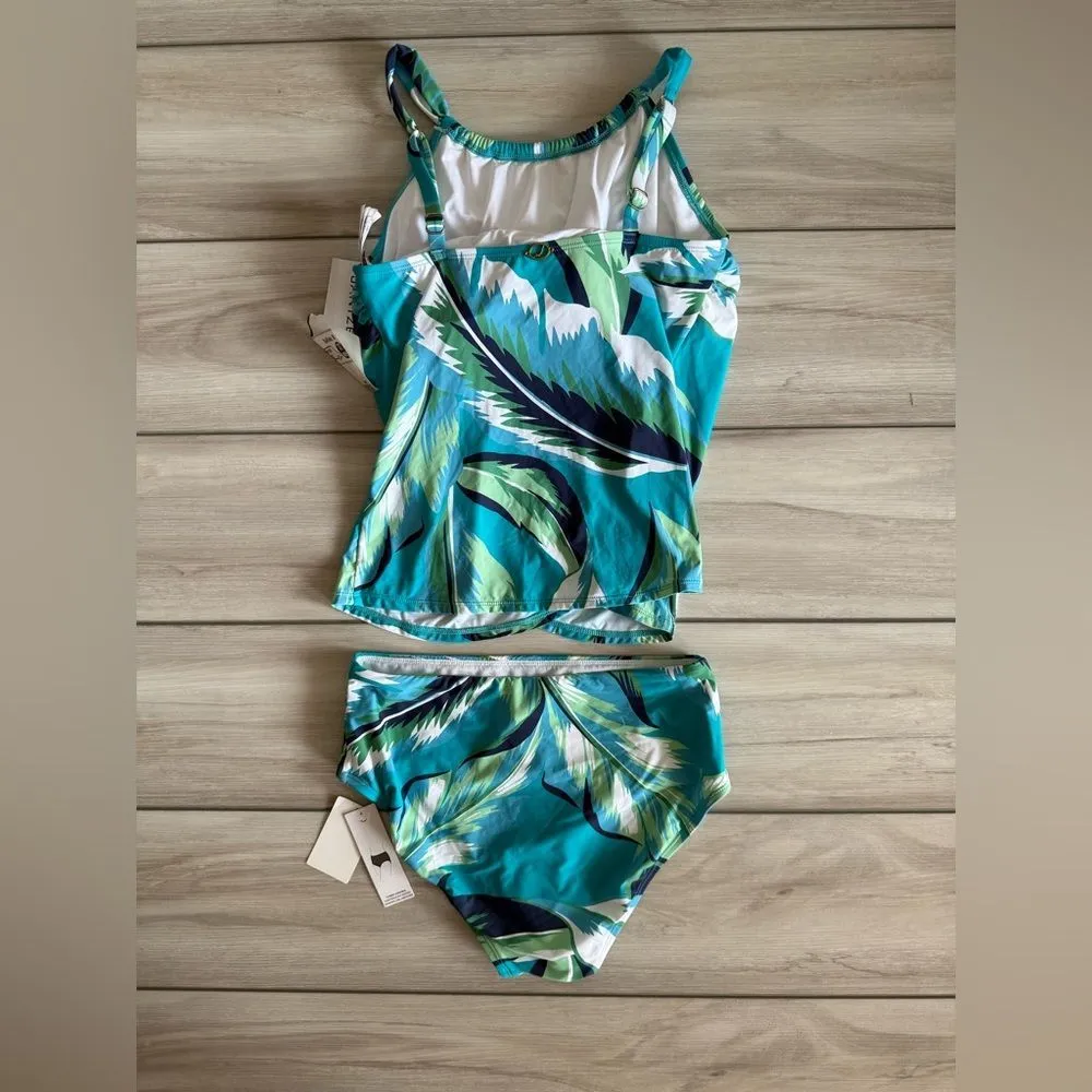 Jantzen Audrey High Neck Mio Two-Piece Swimsuit Blue Jungle Foliage Size 6 NWT - Image 5