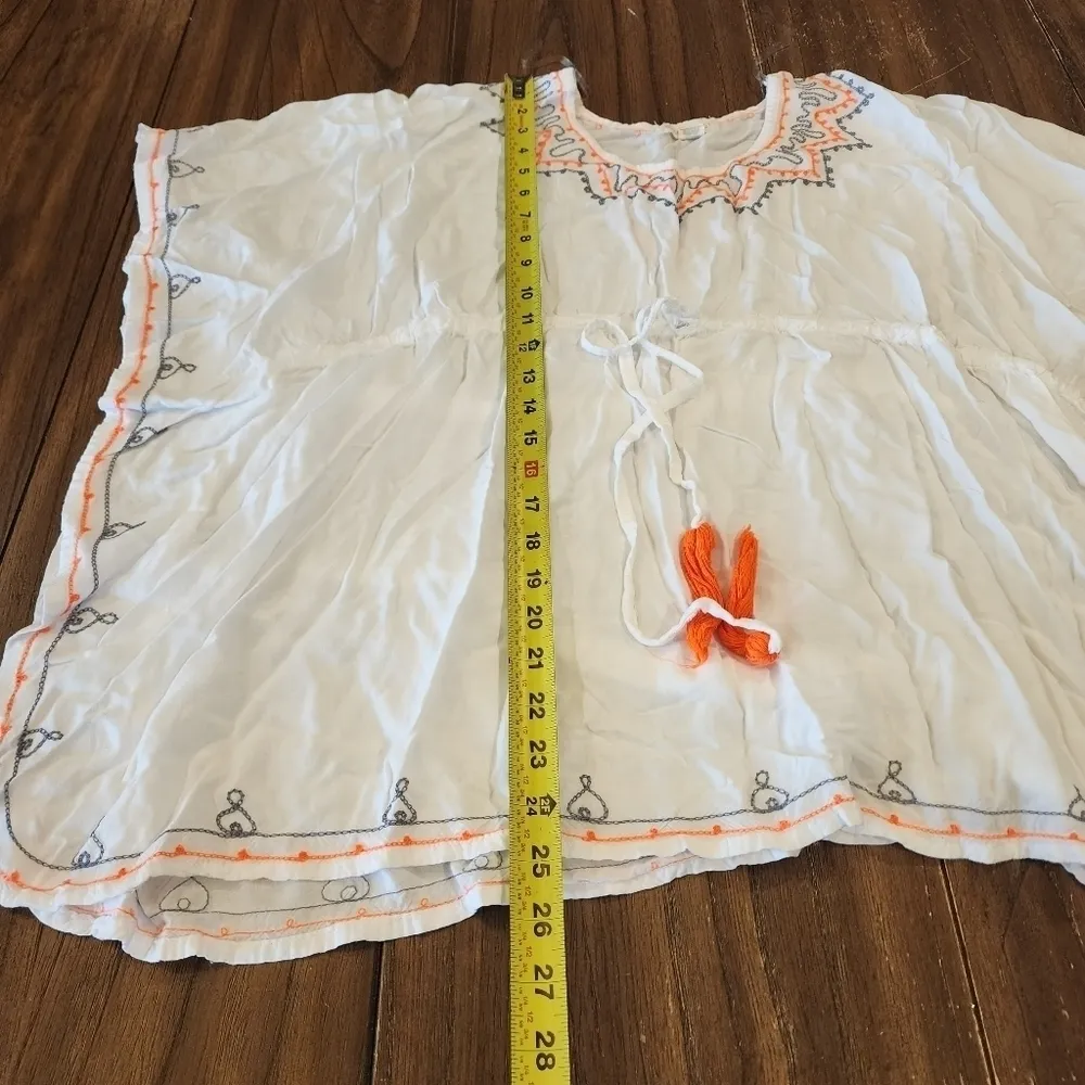 Cotton embroidered detail swim cover up top one size - Image 10