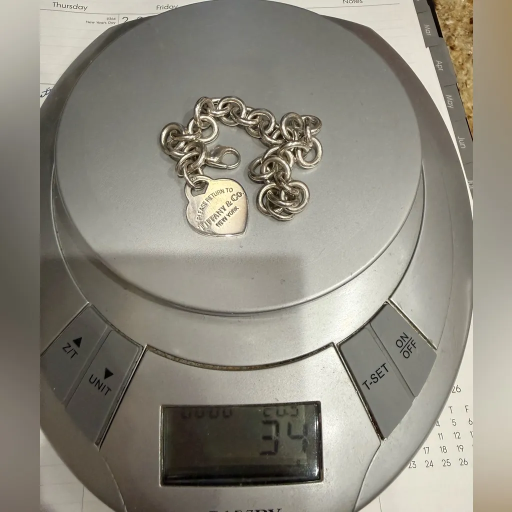 Tiffany & Co. Return to Tiffany Heart Tag Charm Bracelet Sterling Silver 7.5” - Image 6