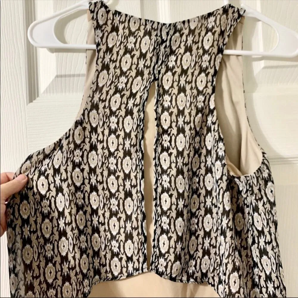 Maurices Split Back Layered Racerback Sleeveless Tank Black Tan Print Size Small - Image 13