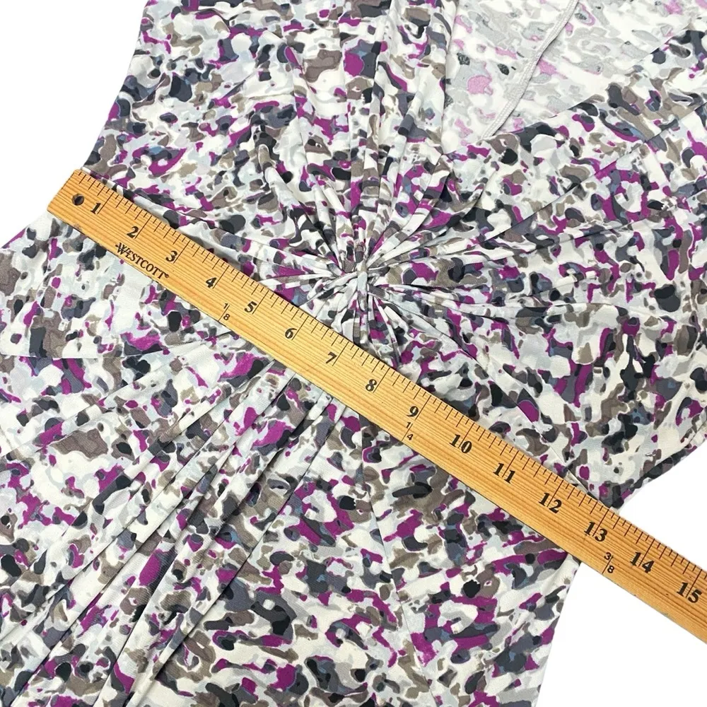 DAISY FUENTES Purple Gray Combo Abstract Sleeveless Dress Small Twisted Preppy - Image 10