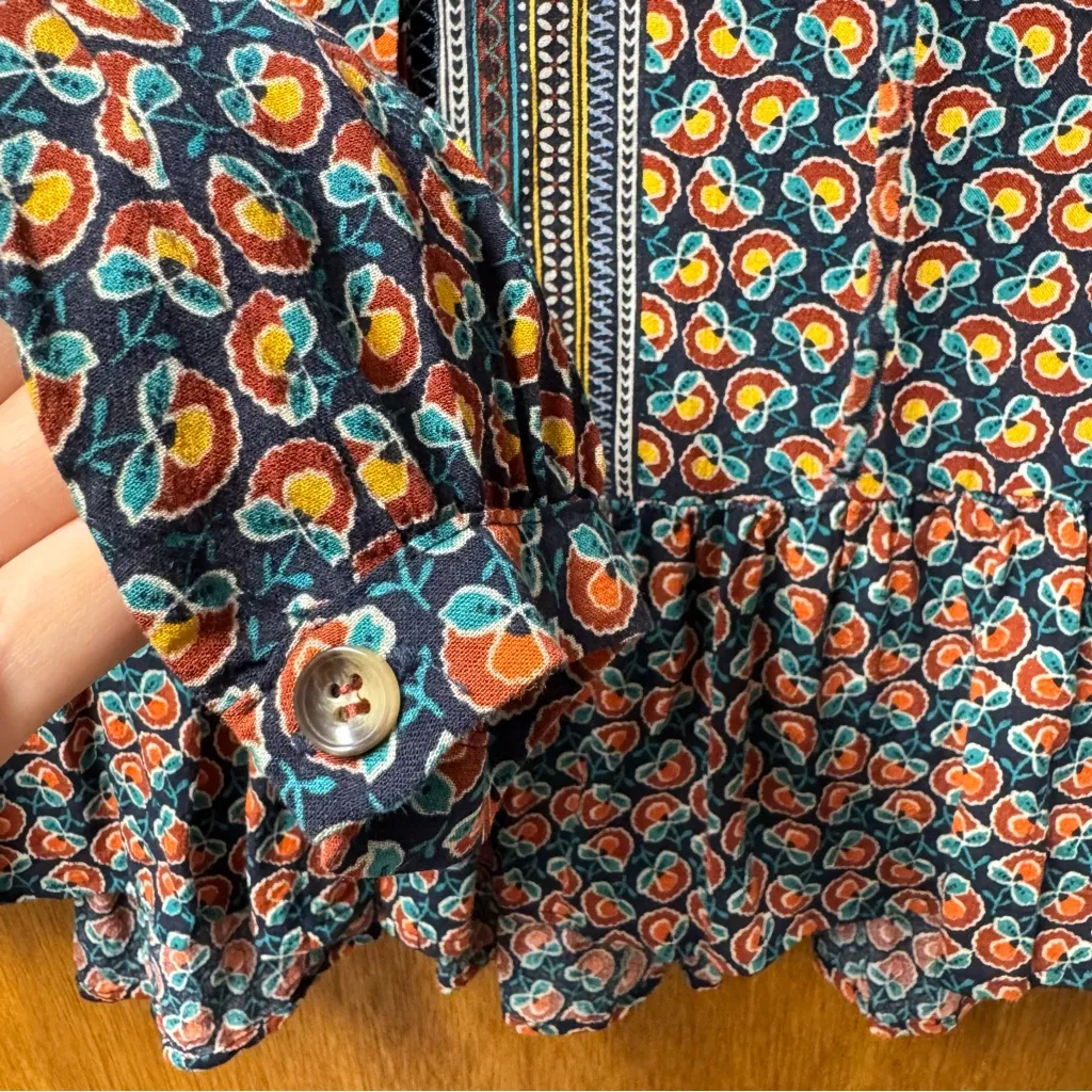 Maeve Anthropologie Janie Flounced Peasant Blouse Long Sleeve Floral Top 8 - Image 8