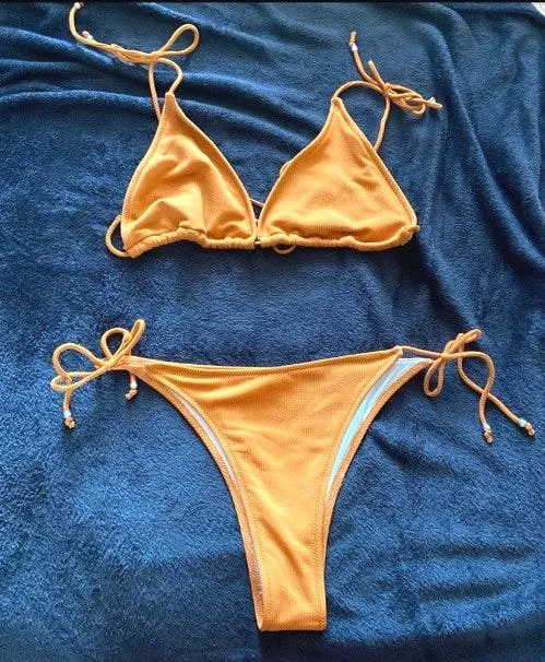 Camel Ribbed Bikini set Tan Size XL - Image 4
