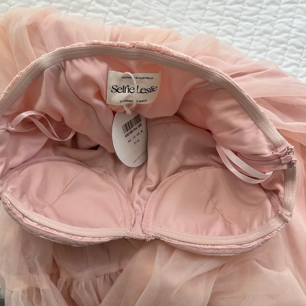 Selfie Leslie Gown Strapless 
Dancing With Me Sweetheart Tulle Midi Dress Pink - Image 15