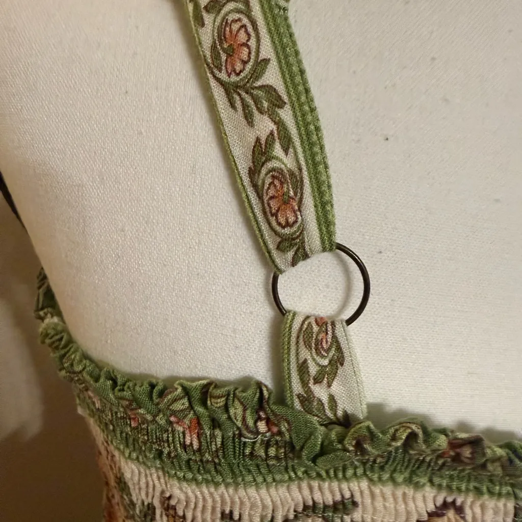 Farm Rio XS Strappy Garden Boho Print Rio Dress Floral Chic Adjustable Summer - Image 5