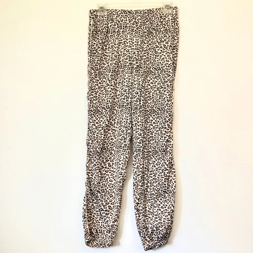 AERIE AMERICAN EAGLE Satin Jogger Lounge Pant Cream Brown Cheetah Leopard Pajama - Image 2