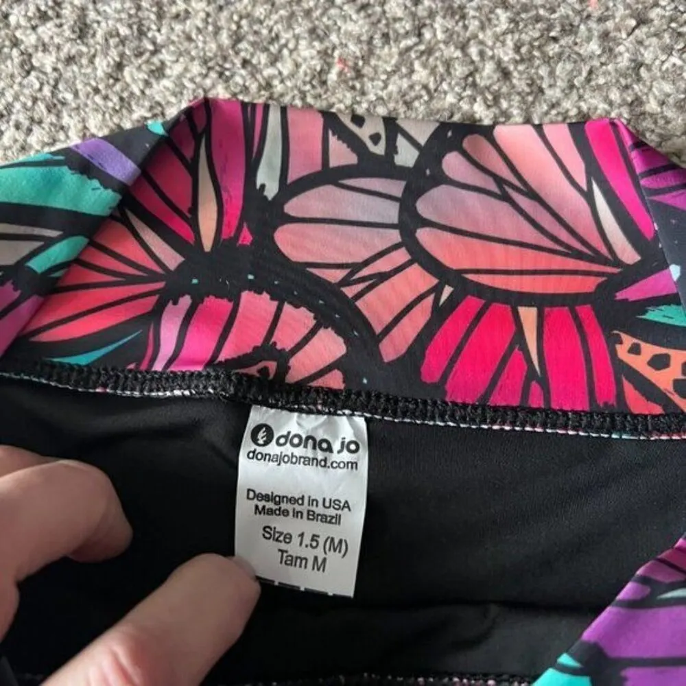 Dona Jo Skort Womens Athletic Colorful Butterfly Tennis Golf Pickleball Medium Black - Image 4