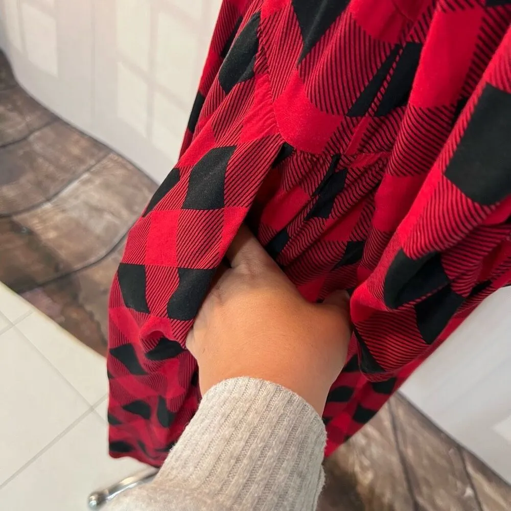 Torrid Red Black Rayon Spandex Plaid Knee Length Button Down Shirt Dress Size 2X - Image 9