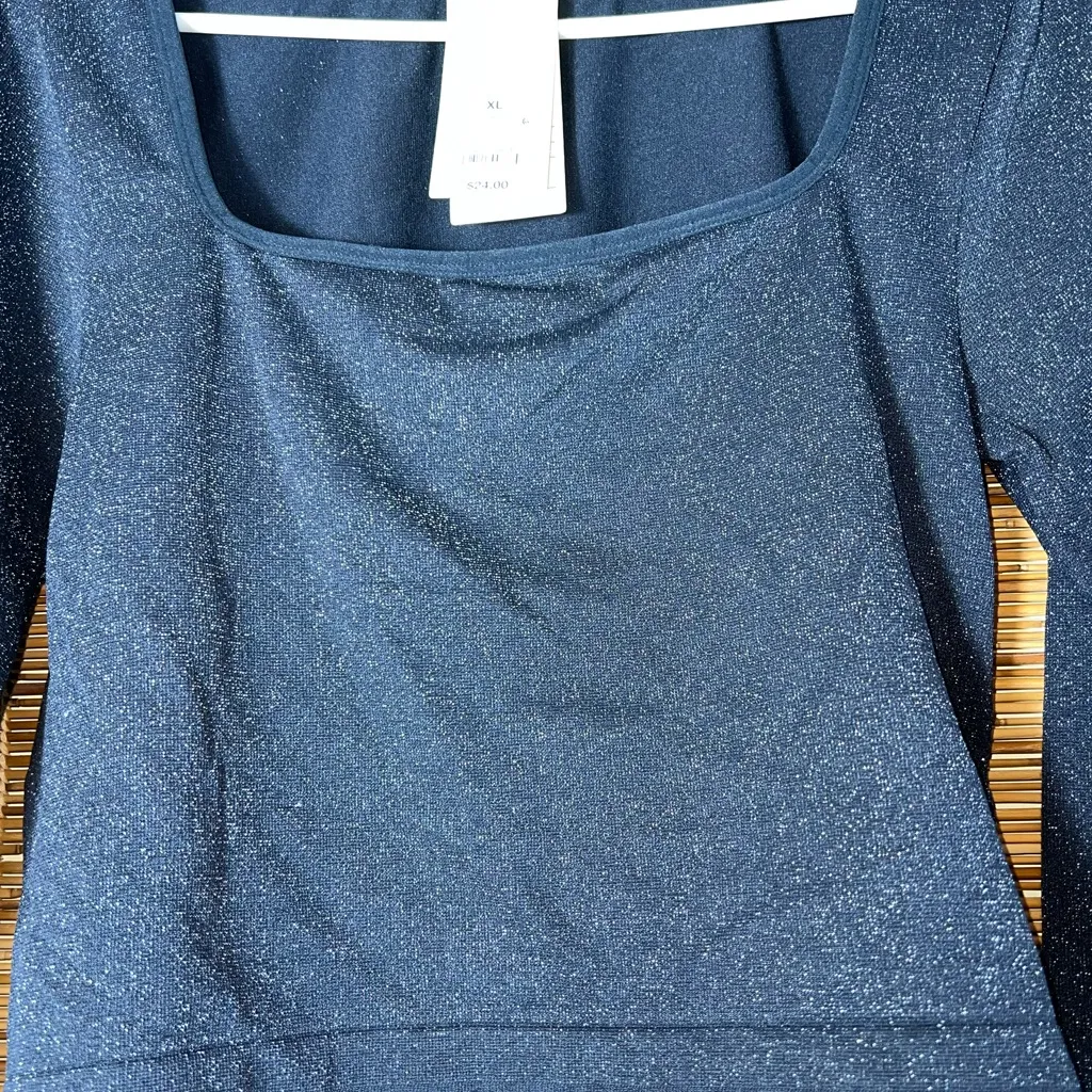 NWT All In Motion Women's Seamless Long Sleeve Blue Glitter Top Size‎ XL - Image 6