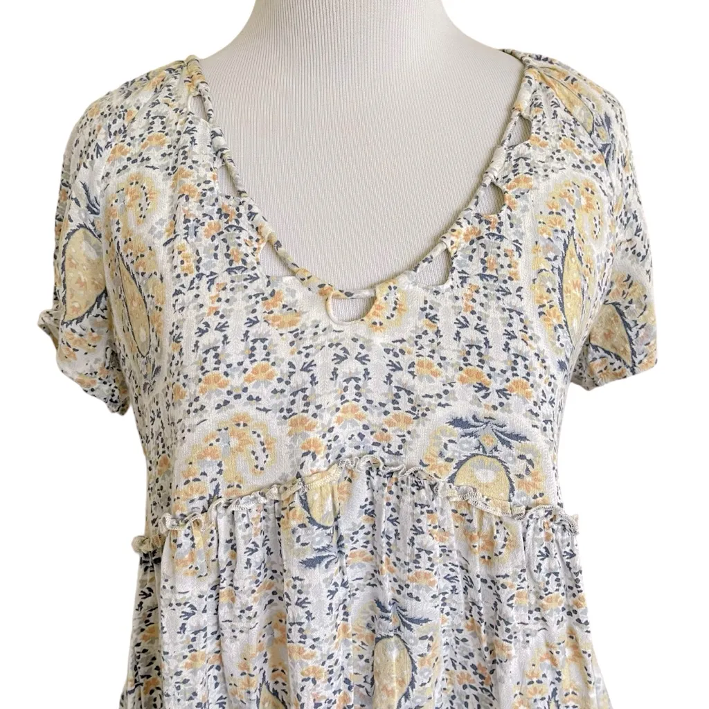 Lucky Brand Pastel Paisley Floral Print Peplum Top M - Image 5