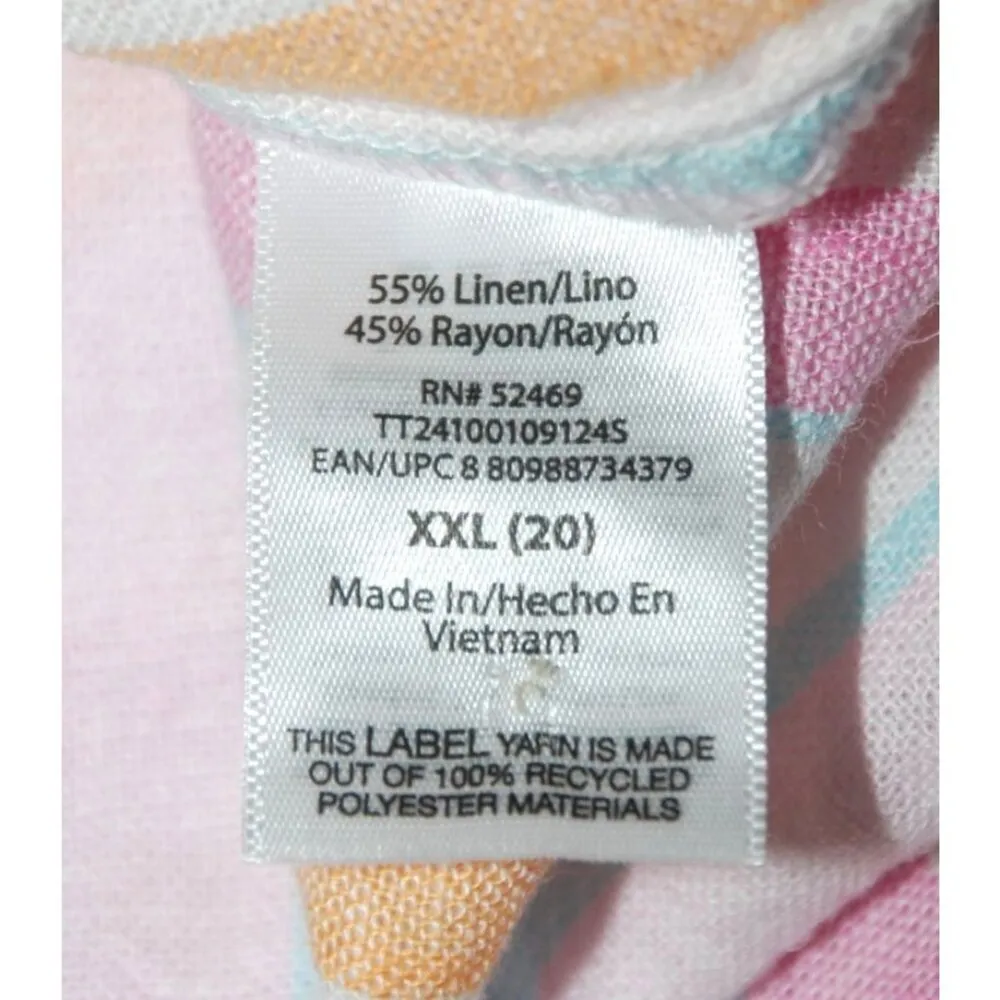 NWT Time And Tru Ladies Pink Striped Sheath Dress Size XXL Linen Blend Pockets S - Image 13