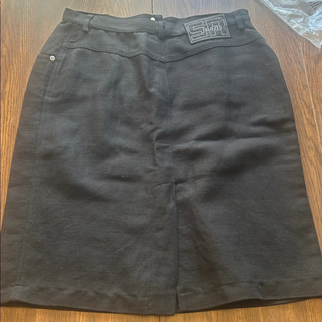 Sonia Rykiel capsule goth linen pencil skirt France size XL 12 FR 44 old money Black - Image 8