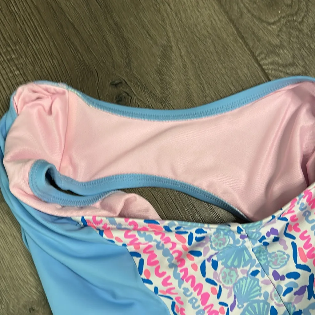 Lilly Pulitzer Anthea One Piece Swimsuit Multi Seaside‎ Shindig Blue Pink Size 8 - Image 9