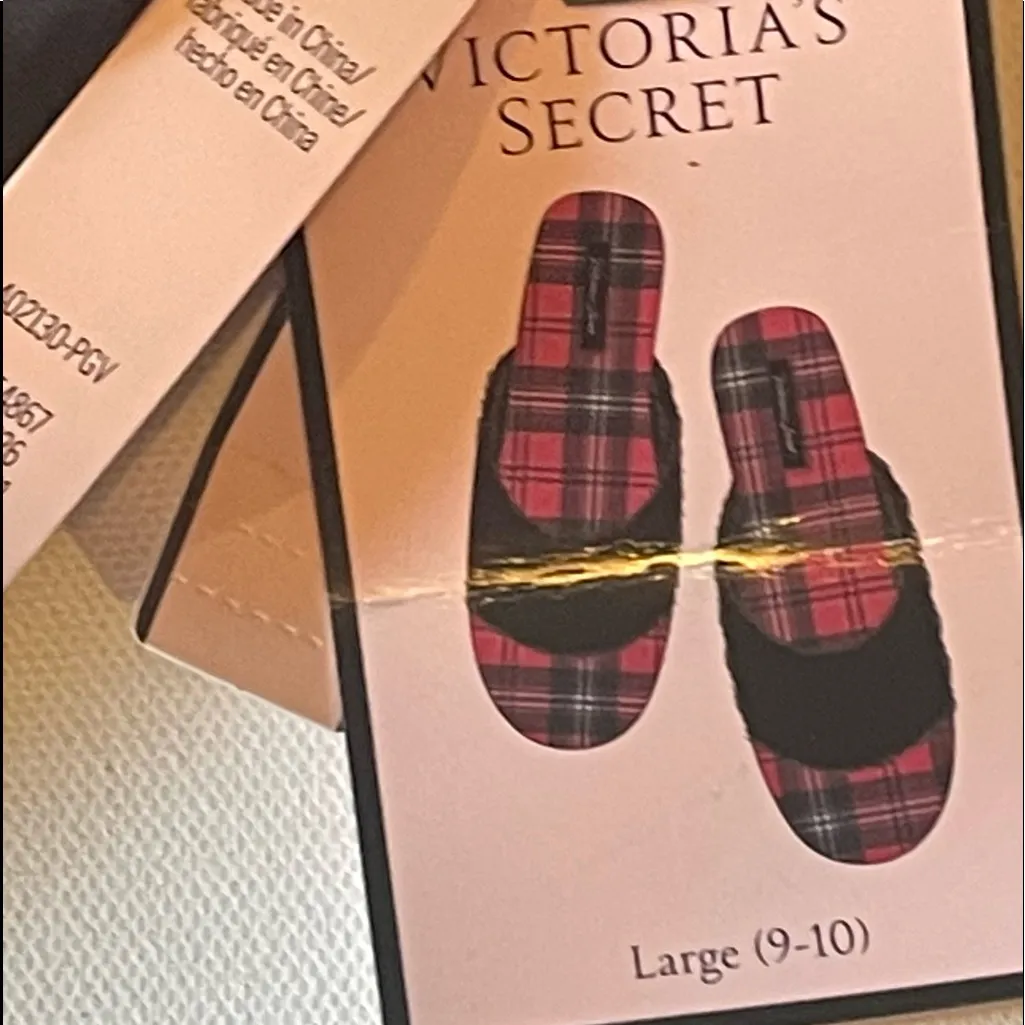 Victoria secret red plaid satin slippers - Image 4