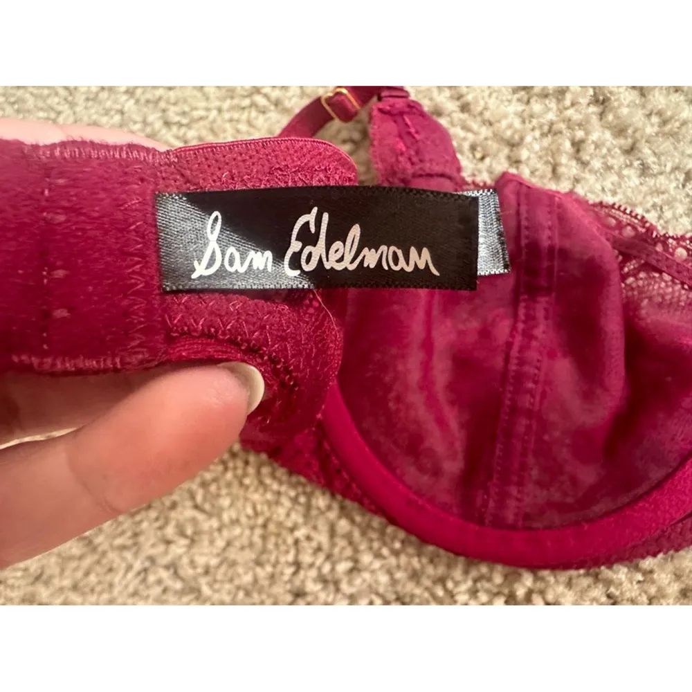 Sam Edelman Bra 34C Burgundy Sheer Lace - NWT - Image 4