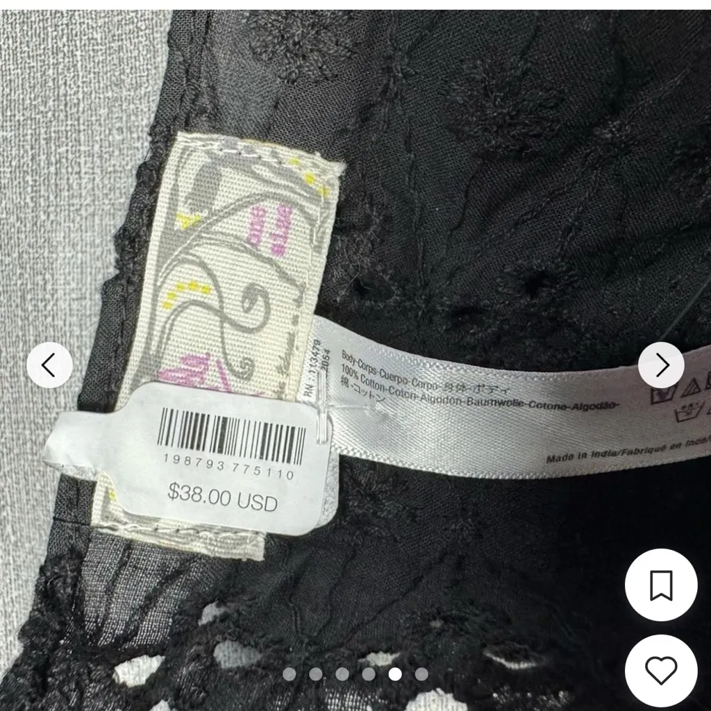 NWT New Free People Claro Eyelet Cotton Black Hair Scarf Retail $38 - Image 3