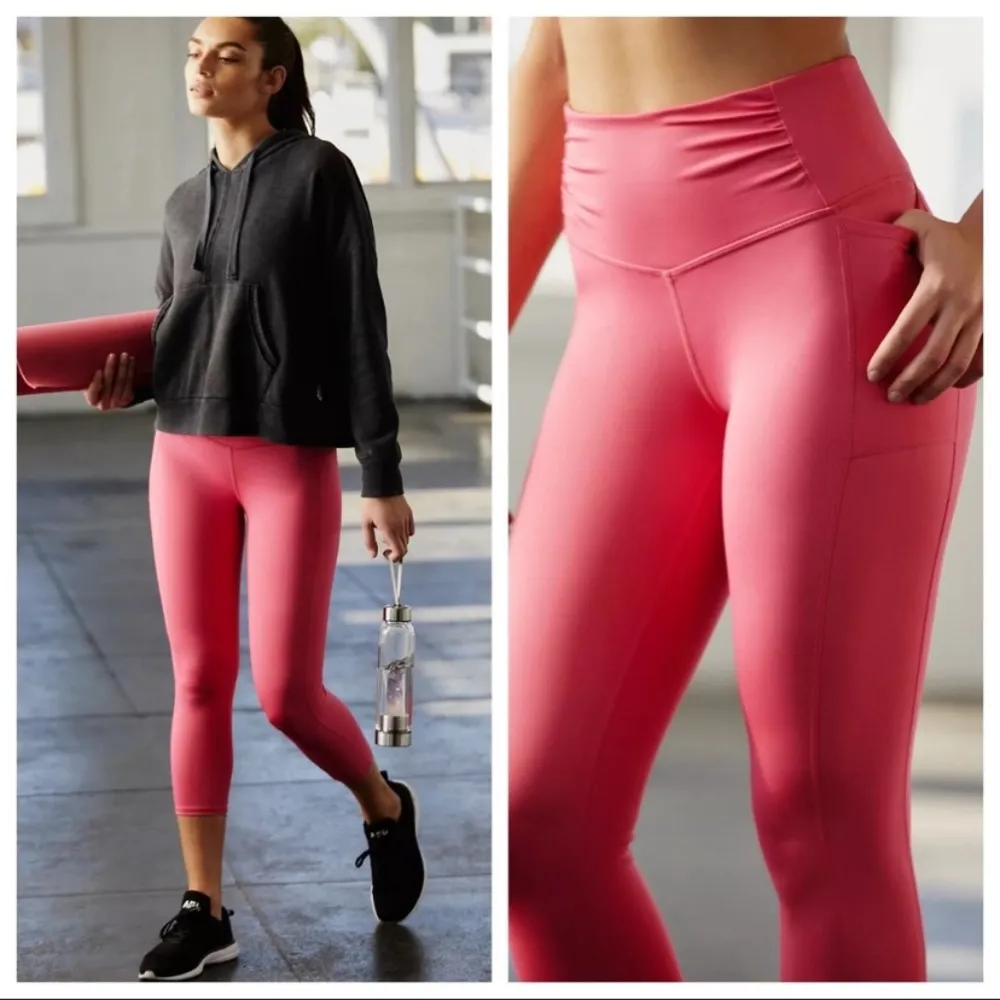 Free People Movement Breathe Easy Pink Yoga Leggings with Pockets Size XS - Image 3