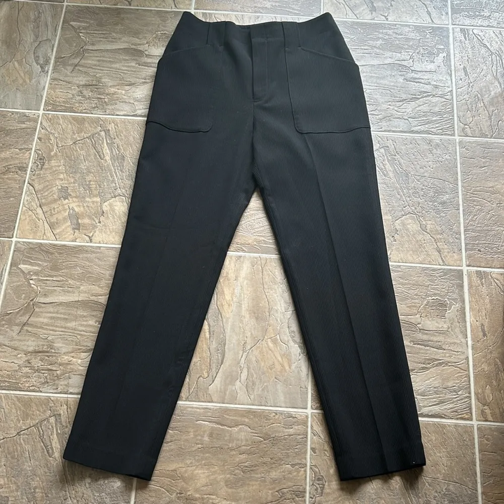 Club Monaco High Waist Ribbed Straight Leg Black Pants Size 4 - Image 9