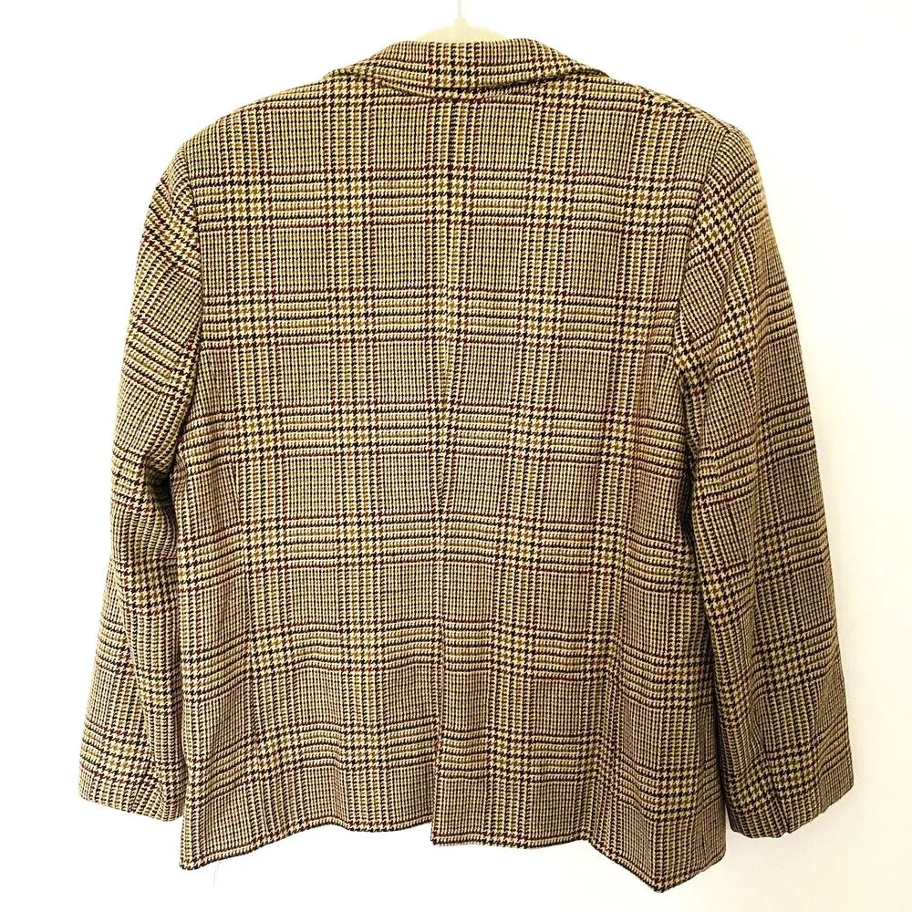 VTG Amanda Smith Wool Check Plaid Blazer Shoulder Pads Preppy Clueless Jacket 16 - Image 2