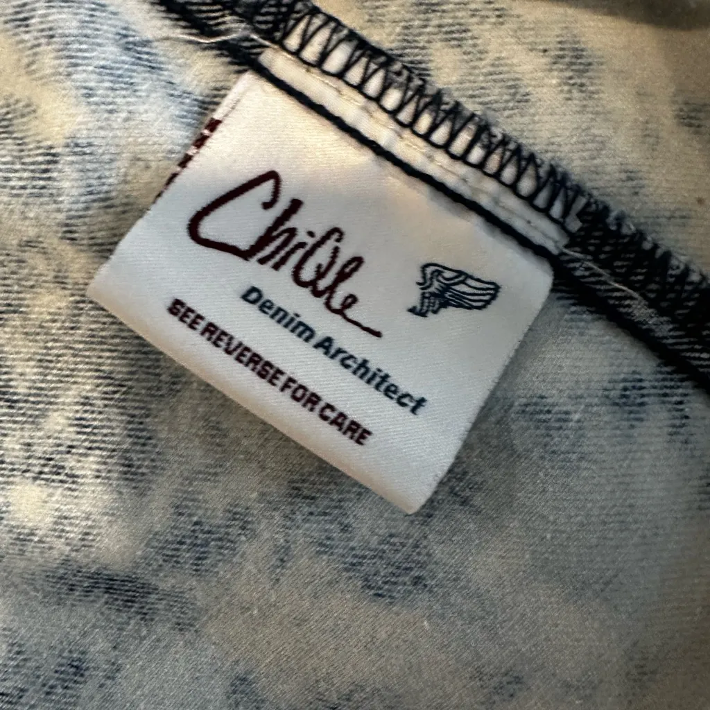 VTG ChiQle Y2K Acid Wash. Stone Wash. Denim Vest. Button Up Sleeveless Collared Blue Size M - Image 7