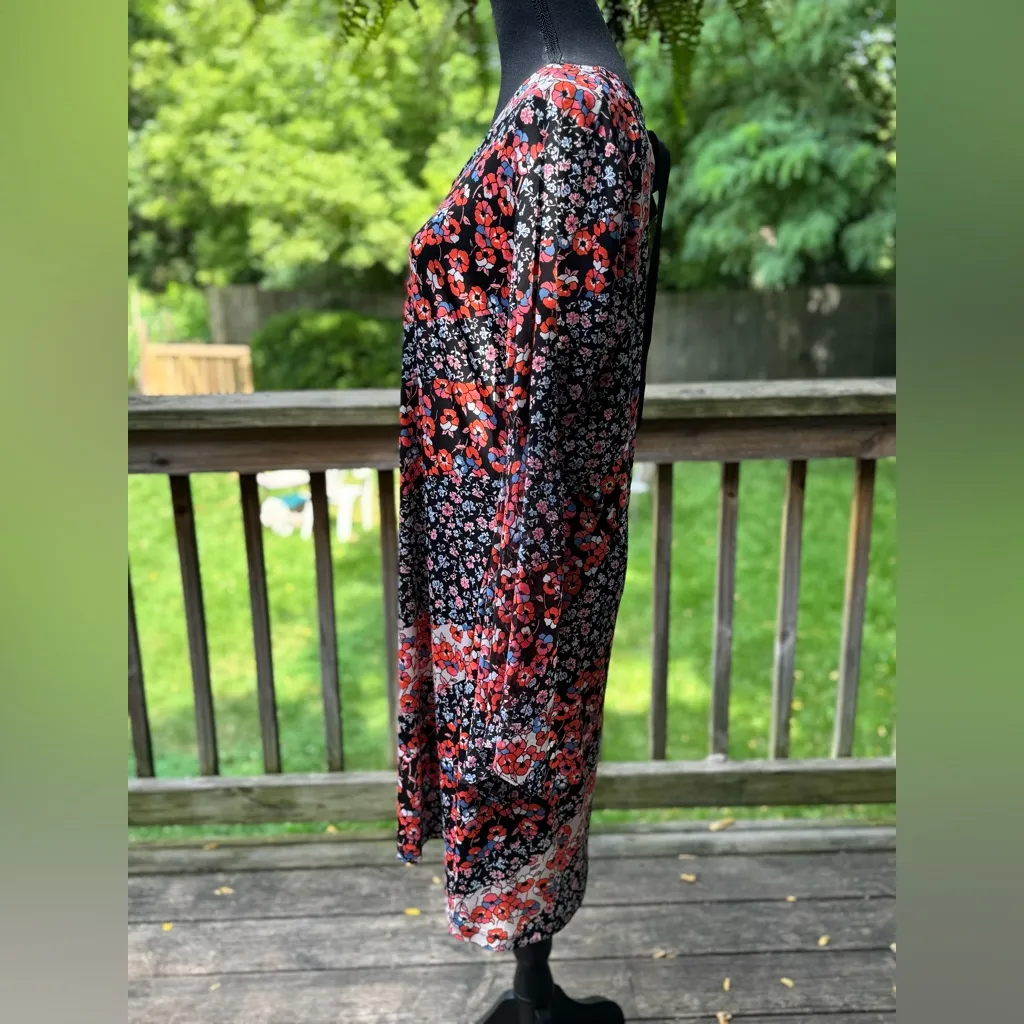 Westport 1962 dressbarn Floral Shift Dress Bell Sleeves Ribbon Tie Back - Image 2