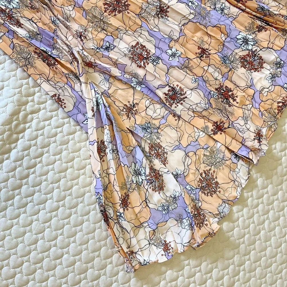 $400 NWOT Reiss Corinne Pleated Floral Midi Dress Size 2 - Image 15