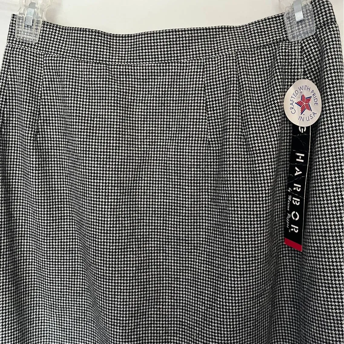 Vtg 90s Sag Harbor Houndstooth Skirt Size 14 Preppy Old Money Black White Retro - Image 2