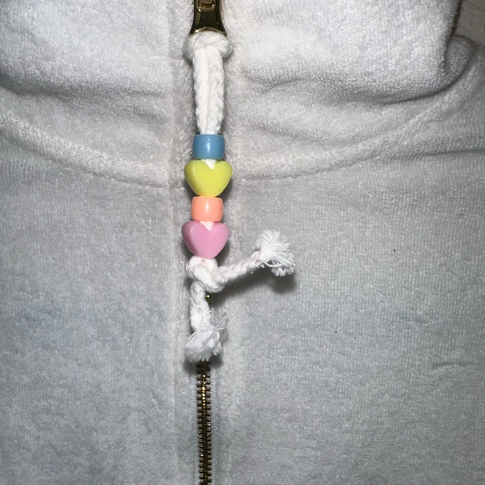 Stoney Clover Lane x Target Cropped Terry Quarter Zip XS White Heart Zipper - Image 2