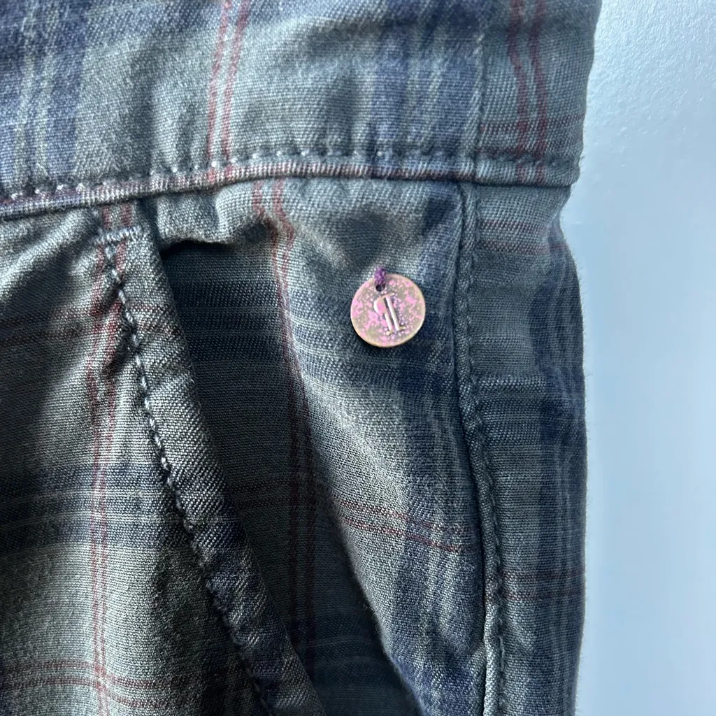 Anthropologie Pilcro Hyphen Green Plaid Mid Rise Chinos Y2K Size 29 - Image 5