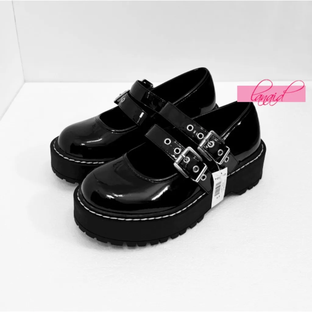Torrid Double Strap Mary Jane Black Patent Faux Leather Edgy Chunky Lug Sole 6.5 - Image 10