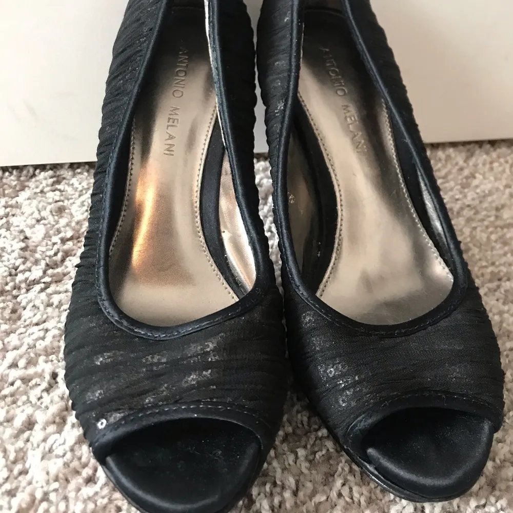 Antonio Melani Black Sequin/Sheer Heels - Image 3