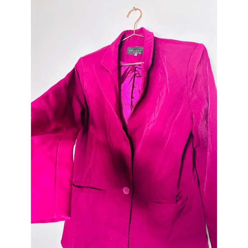 ENDLESS ROSE Purple Crepe Front Button Closure Jacket Blazer Size Extra Small - Image 6