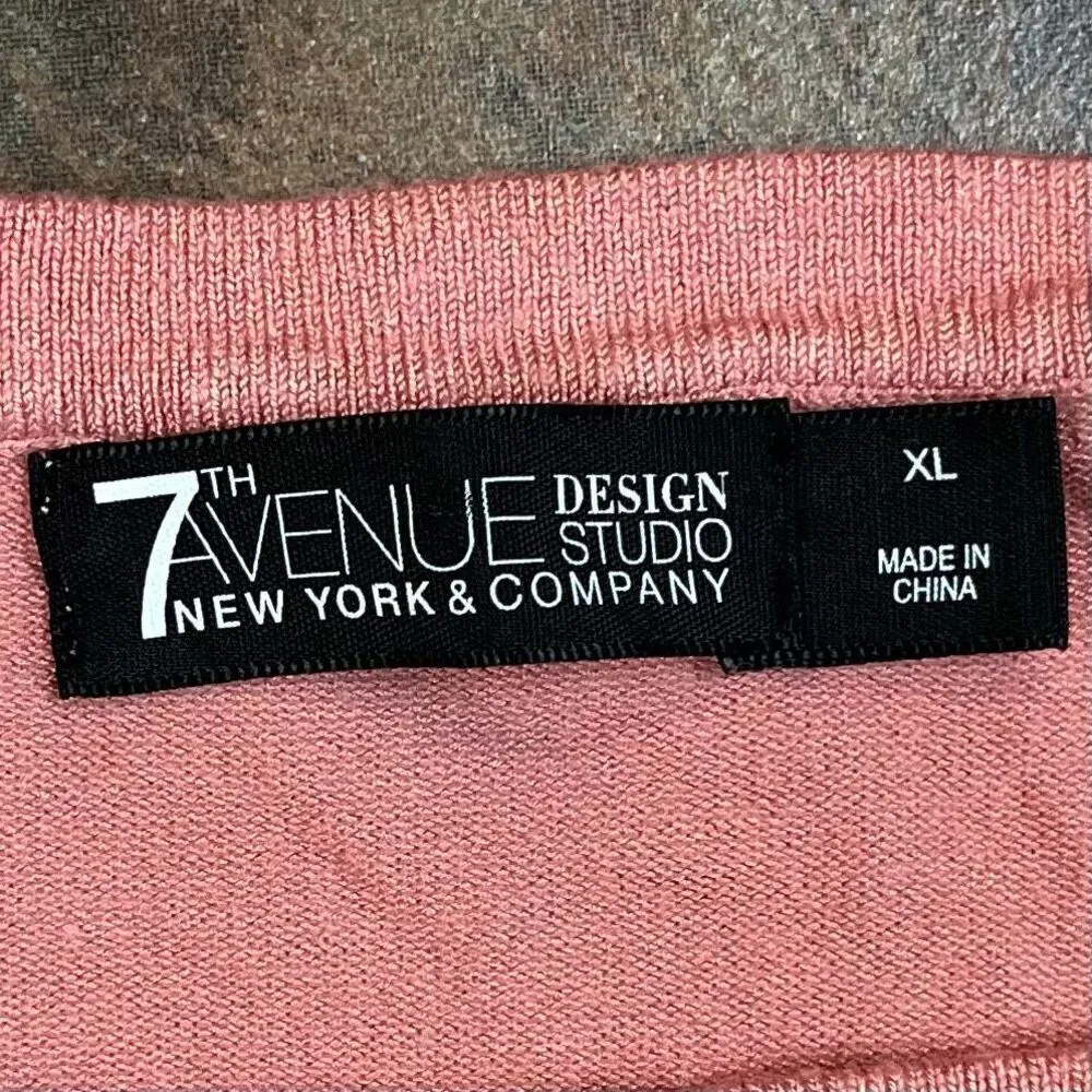7th Avenue New York and Company Pink Sweater Bell Sleeves XL Pink - Image 9