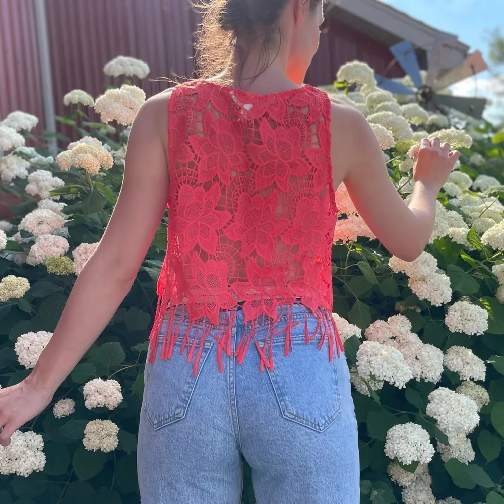 H&M Coachella Festival Bohemian Open Crochet Fringe Crop Top 14 - Image 2